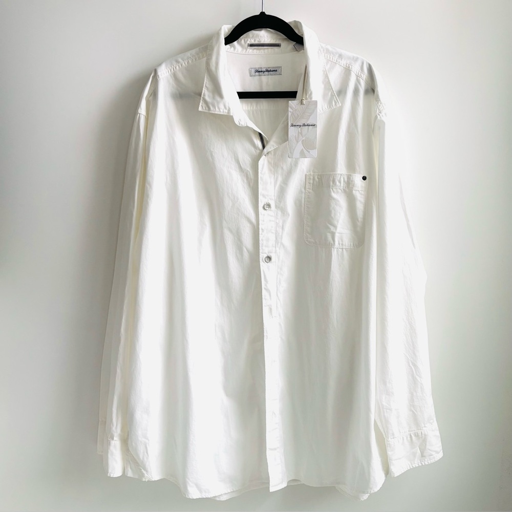 Tommy Bahama Paradise Poplin Button Up  Longsleeve Shirt Cotton White Size 3XL